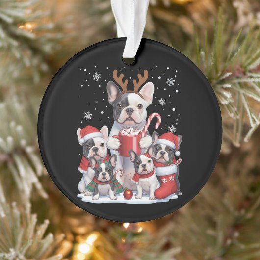 Grappige Kerstman Franse Bulldog Honden Kerstmis Ornament (Boom)