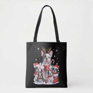 Grappige Kerstman Franse Bulldog Honden Kerstmis Tote Bag