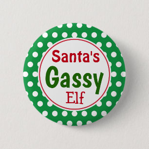 Grappige Kerstman Gas Elf Kerst Knop Speld Ronde Button 5,7 Cm