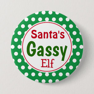 Grappige Kerstman Gas Elf Kerst Knop Speld Ronde Button 7,6 Cm