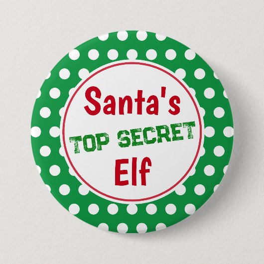 Grappige Kerstman Geheime Elf Kerst Knop Speld Ronde Button 7,6 Cm (Voorkant)