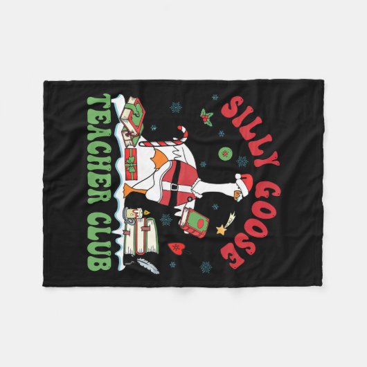 Grappige Kerstman Gekke Gans Teacher Club Ani Fleece Deken (Voorkant (Horizontaal))