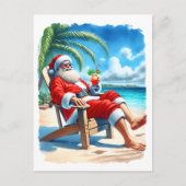 Grappige Kerstman Genieten van een cocktail op het Feestdagenkaart (Voorkant)