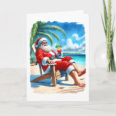 Grappige Kerstman Genieten van een cocktail op het Kaart (Voorkant)