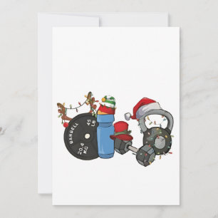 Grappige Kerstman Gewichtheffen Hantelexercitie Gy Feestdagenkaart