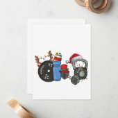 Grappige Kerstman Gewichtheffen Hantelexercities G Notitiekaartje (Voorkant / Achterkant in situ)