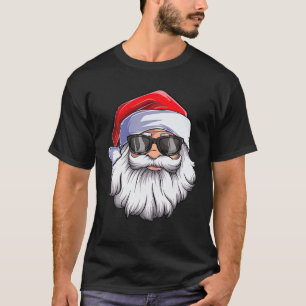 Grappige Kerstman Gezicht Zonnebril Met Hoed Baard T-shirt