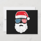 Grappige Kerstman Gezicht Zonnebril Patriottisch A Feestdagenkaart (Voorkant)