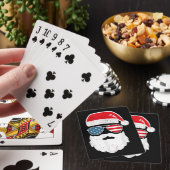 Grappige Kerstman Gezicht Zonnebril Patriottisch A Pokerkaarten (Insitu)