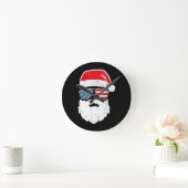 Grappige Kerstman Gezicht Zonnebril Patriottisch A Ronde Klok (Huis)