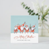 Grappige Kerstman Gnomes Kerstmis Feestdagenkaart (Staand voorkant)