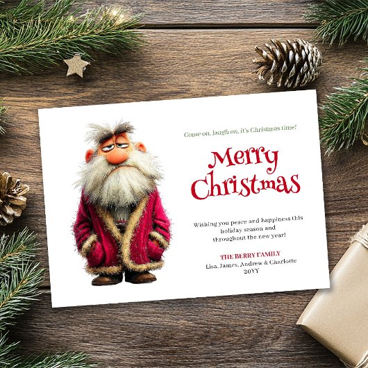 Grappige Kerstman grappige bewerkbare Kerstgroet Feestdagenkaart