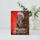 Grappige Kerstman Greyhound Lurcher Feestdagenkaart (Staand voorkant)
