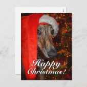 Grappige Kerstman Greyhound Lurcher Feestdagenkaart (Voorkant / Achterkant)