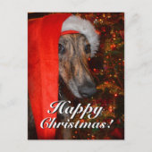 Grappige Kerstman Greyhound Lurcher Feestdagenkaart (Voorkant)