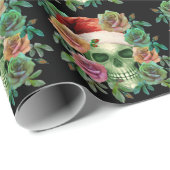 GRAPPIGE KERSTMAN GROENE SKELET EN KERSTFLORA CADEAUPAPIER (Rol Hoek)