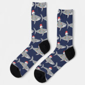 Grappige Kerstman Haai Kerstmis Sokken (Links)