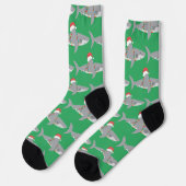 Grappige Kerstman Haai Kerstmis Sokken (Links)