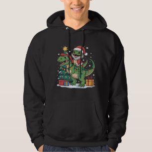 Grappige Kerstman Hagedis op Kerst T-Rex Rit Hoodie