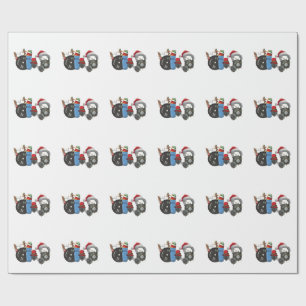 Grappige Kerstman Hanteert Hantels Fitnesscentrum  Cadeaupapier