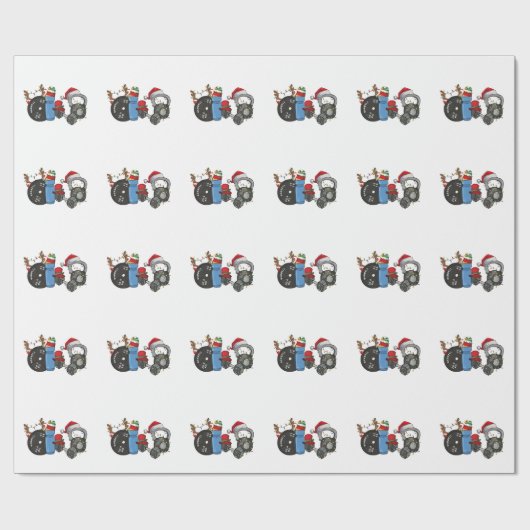 Grappige Kerstman Hanteert Hantels Fitnesscentrum  Cadeaupapier (Vlak)