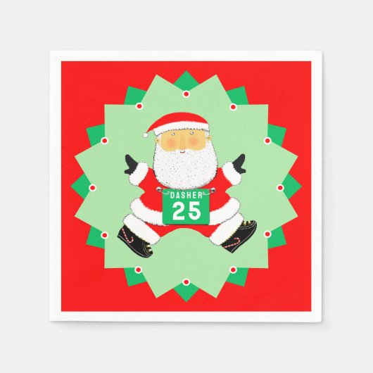 Grappige Kerstman hardlopen Servet (Voorkant)