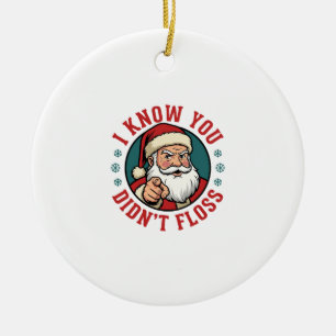 Grappige Kerstman Heeft Niet Geflost Kersttandarts Keramisch Ornament