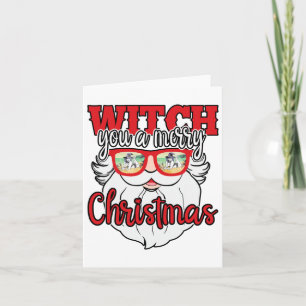 Grappige kerstman heks je een vrolijke kerst zonne kaart