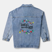Grappige Kerstman Helper Kerst String Lichtjes Denim Jacket (Achterkant)