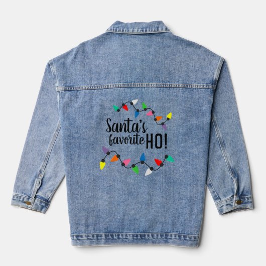 Grappige Kerstman Helper Kerst String Lichtjes Denim Jacket (Achterkant)