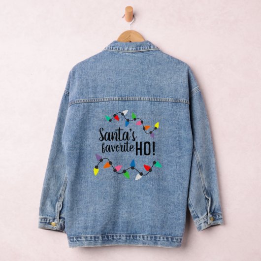 Grappige Kerstman Helper Kerst String Lichtjes Denim Jacket (Hangar)