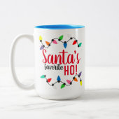 Grappige Kerstman Helper Kerst String Lichtjes Tweekleurige Koffiemok (Links)