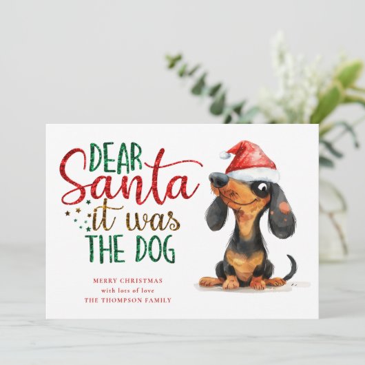 Grappige Kerstman Het was Hond 2026 Kalender Kerst Feestdagenkaart (Staand voorkant)