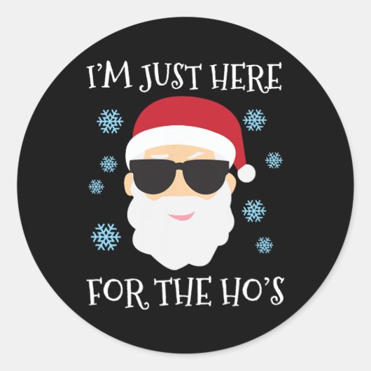 Grappige Kerstman hier voor de kerstpyjama Ronde Sticker (Voorkant)
