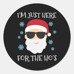 Grappige Kerstman hier voor de kerstpyjama Ronde Sticker