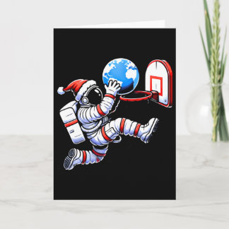 Grappige Kerstman Hoed Astronaut Dunking Aarde Bas Kaart