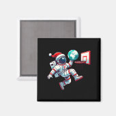 Grappige Kerstman Hoed Astronaut Dunkt Aarde Baske Magneet (Voorkant / Achterkant)