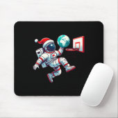 Grappige Kerstman Hoed Astronaut Dunkt Aarde Baske Muismat (Met muis)