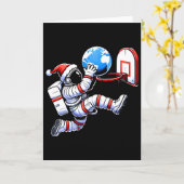 Grappige Kerstman Hoed Astronaut Smakt Aarde Baske Kaart (Gele Bloem)