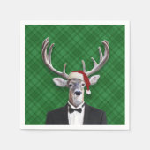 Grappige Kerstman Hoed Kerst Herten Groen Plaid Servet (Voorkant)