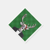 Grappige Kerstman Hoed Kerst Herten Groen Plaid Servet (Hoek)