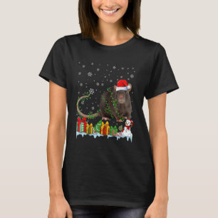 Grappige Kerstman Hoed Rat Kerstverlichting Dieren T-shirt