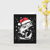 Grappige Kerstman Hoed Vis Kerst Gevist Kaart (Gele Bloem)