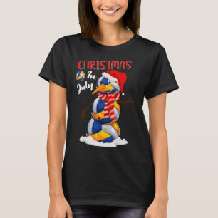 Grappige Kerstman Hoed Volleybal Sneeuwman Kerstmi T-shirt