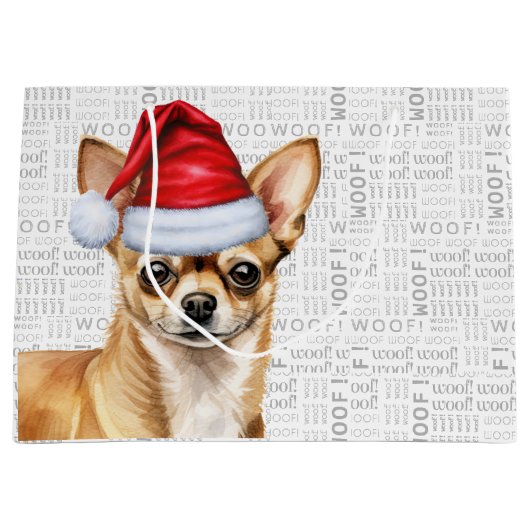 Grappige Kerstman Hond Chihuahua Vakantie Groot Cadeauzakje (Voorkant)