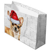 Grappige Kerstman Hond Chihuahua Vakantie Groot Cadeauzakje (Voorkant Gekanteld)