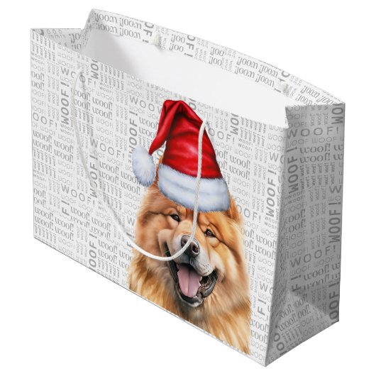 Grappige Kerstman Hond Chow Vakantie Groot Cadeauzakje (Achterkant Gekanteld)