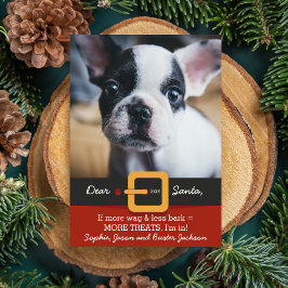 Grappige Kerstman Hond Meer Wag Minder Bark Foto Feestdagenkaart