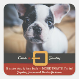 Grappige Kerstman Hond Meer Wag Minder Bark Foto Vierkante Sticker