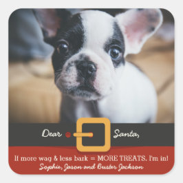 Grappige Kerstman Hond Meer Wag Minder Bark Foto Vierkante Sticker